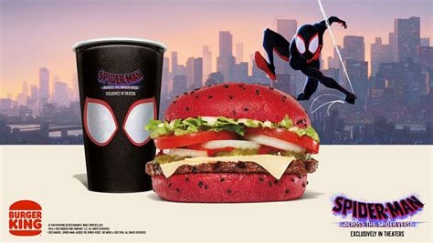 Spider man whopper burger king - Burger King' is promoting the upcoming 'Spider-Man' movie with a red and black Marvel movie-themed 'Whopper' meal.